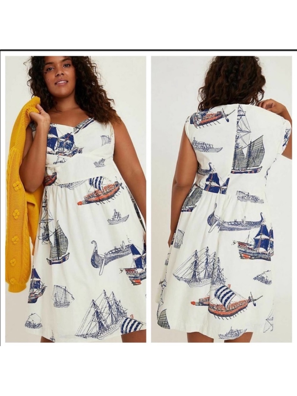 Anthropologie girls from savoy Seafarer coastal nautical midi Dress 18w perfect